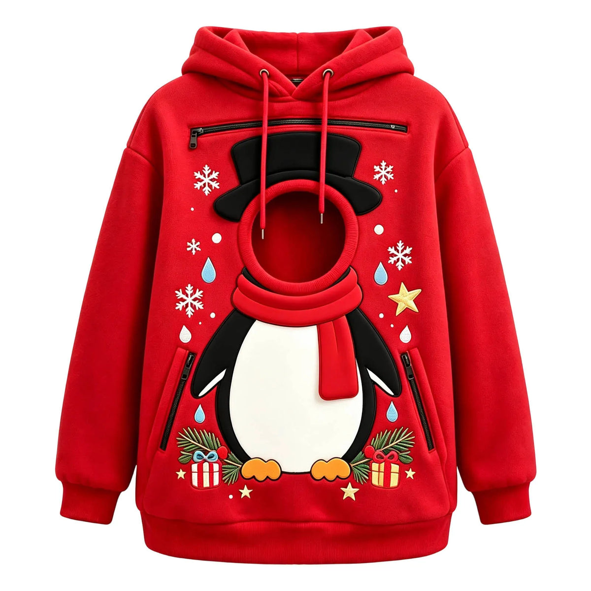 Felpa con cappuccio per trasporto animali domestici, modello unisex, con motivi natalizi divertenti e simpatici, felpa con tasca per animali domestici.