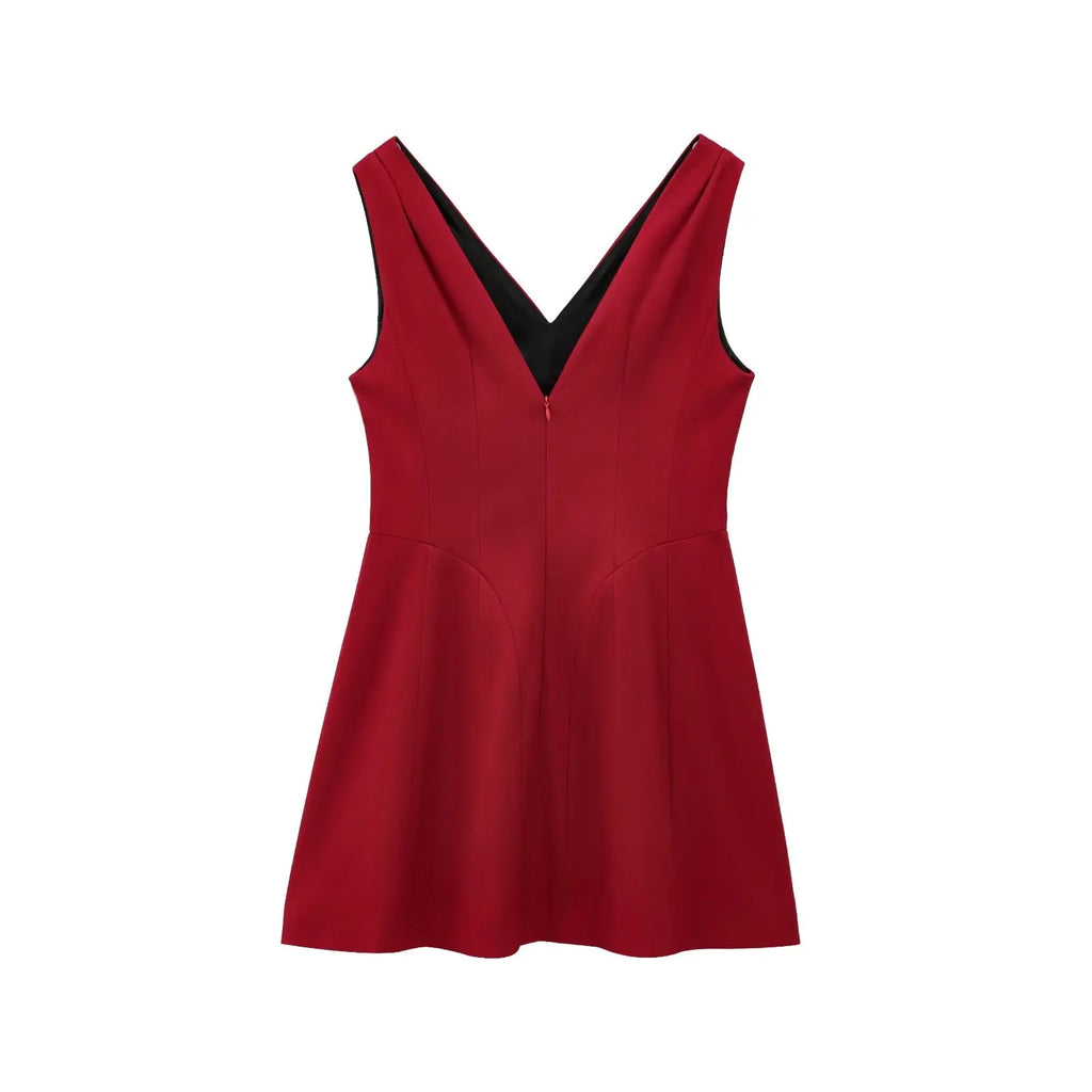 HH Summer Women scollo a V senza maniche senza schienale decorare mini abito con cerniera moda donna abiti sexy abito da festa stile street