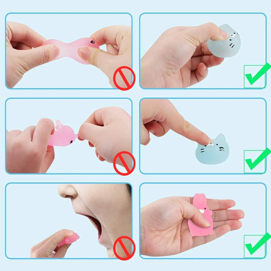 12 Pezzi di Squishies Luminosi Mochi, Giocattoli Antistress a Forma di Animali, Mini Giocattoli Antistress Mochi Animali Kawaii
