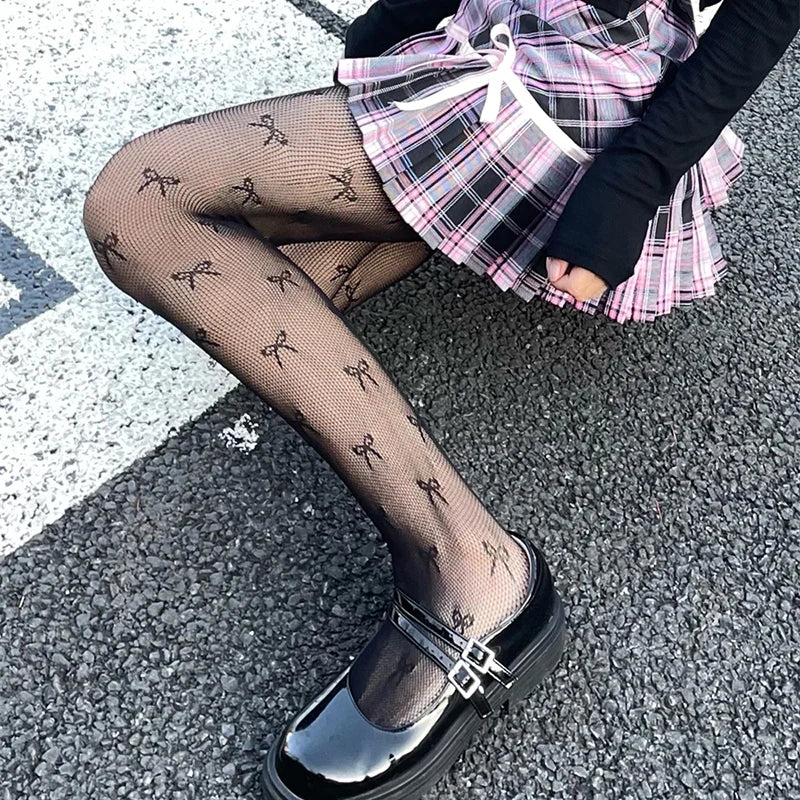 Donna Ragazze Moda Punk Gotico Calze a rete Serpente Teschio a righe Maglia Collant Mutandine Lolita Plus Size Collant Leggings