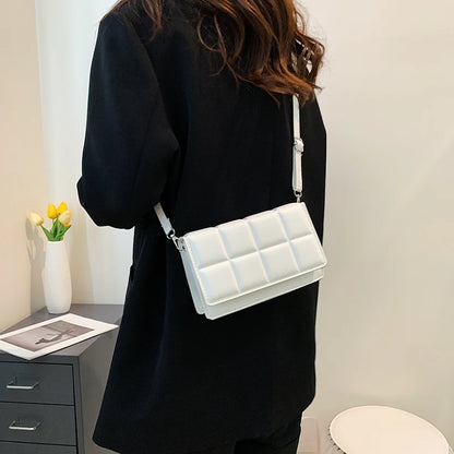 Nuove borse a tracolla moda tinta unita borsa a tracolla da viaggio femminile plaid piccole borse a tracolla in pelle PU per donna