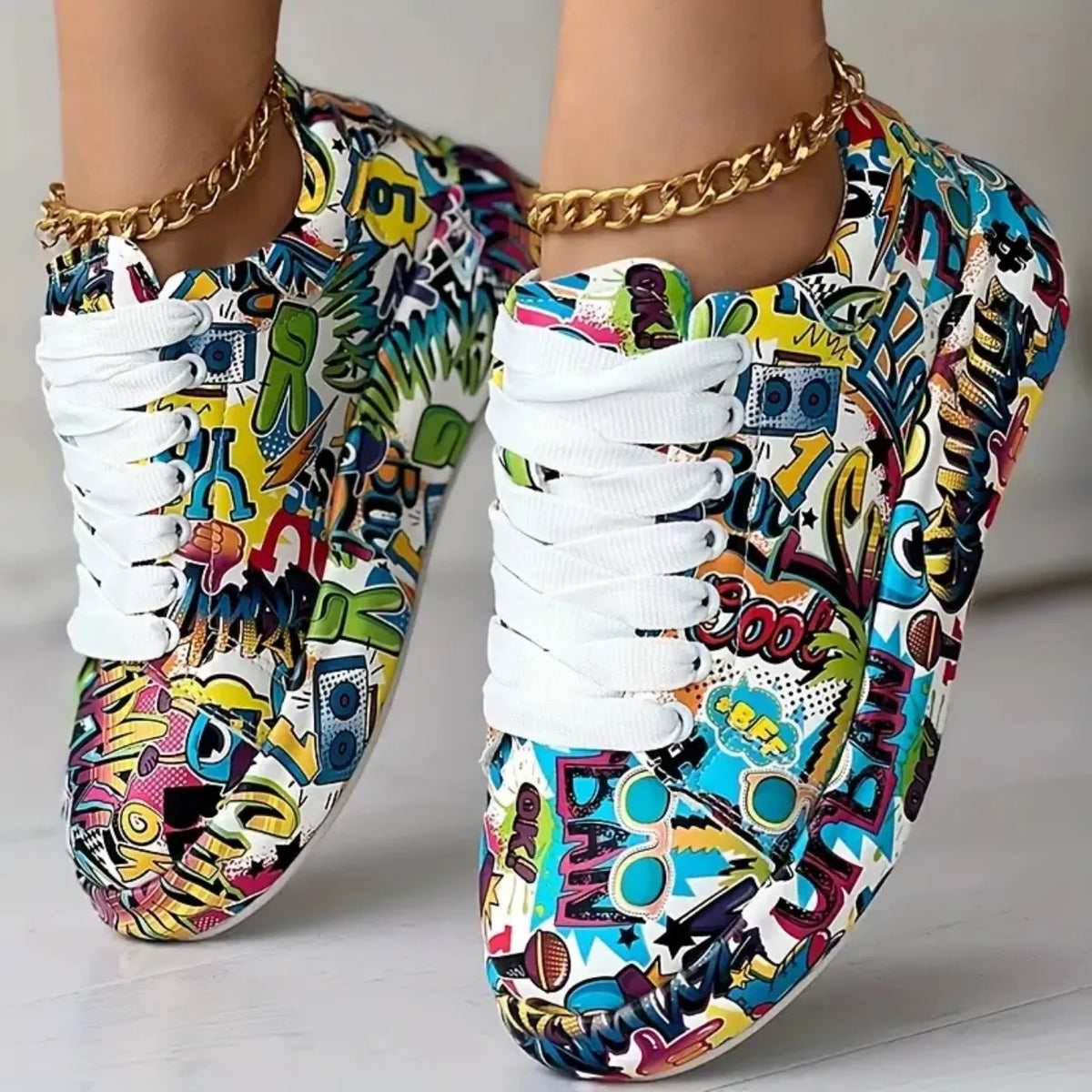 Scarpe da ginnastica da donna scarpe con la suola spessa 2024 nuova estate dipinta a mano Graffiti scarpe da esterno Casual scarpe da ginnastica da donna Zapatos De Mujer