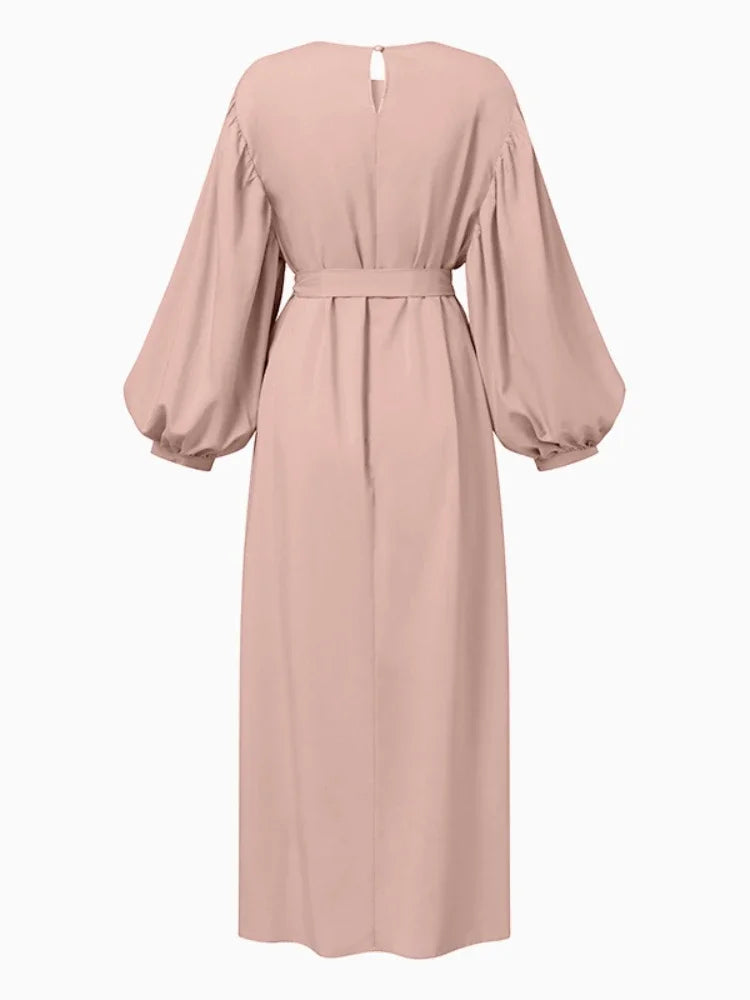 Autunno manica a sbuffo marocco abito musulmano donna Abaya caftani abiti da sera Casual donna turchia Islam abito lungo Femme Vestidos