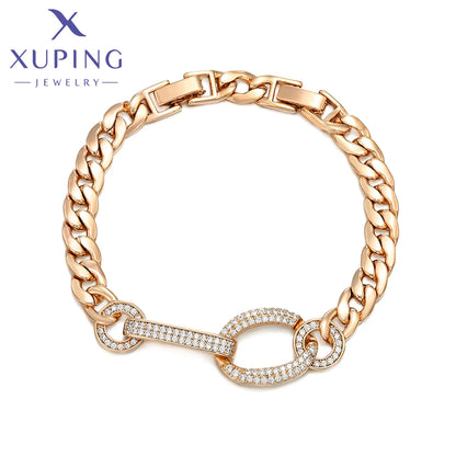 Xuping Gioielli Fascino Vendita calda Trendy Color oro placcato 19 cm Bracciale a catena a mano per le donne Moda regalo squisito X000925432