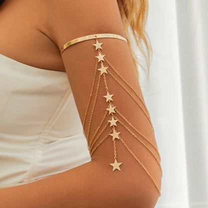 Ingemark 17 Stili Boho Ciondolo in cristallo Braccialetti aperti per le donne Wed Bridal Goth Nappa Braccialetti con braccio a maglie Regalo di gioielli per feste