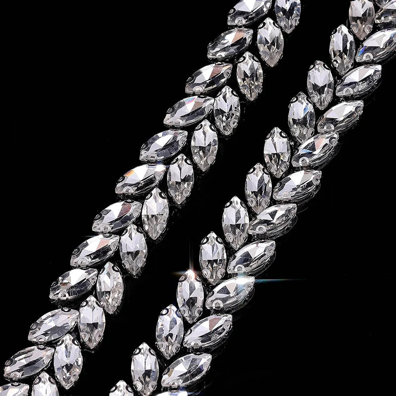 Ducrystal 1 metro motivo strass nastro hot fix vetro cristallo strass trim catena per scarpe fai da te, borse, abiti decorazione