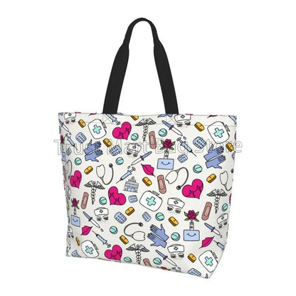 Personalizzato Enfermera En Apuros Dottore Infermiera Medica Borsa a tracolla Tote Bag di grande capacità Borse per le donne Borse per la spesa