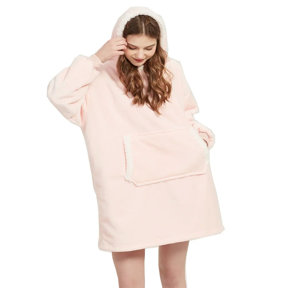 Coperte indossabili invernali Coperta morbida e calda Felpa con cappuccio Donna Uomo Pullover Coperte TV giganti oversize in pile