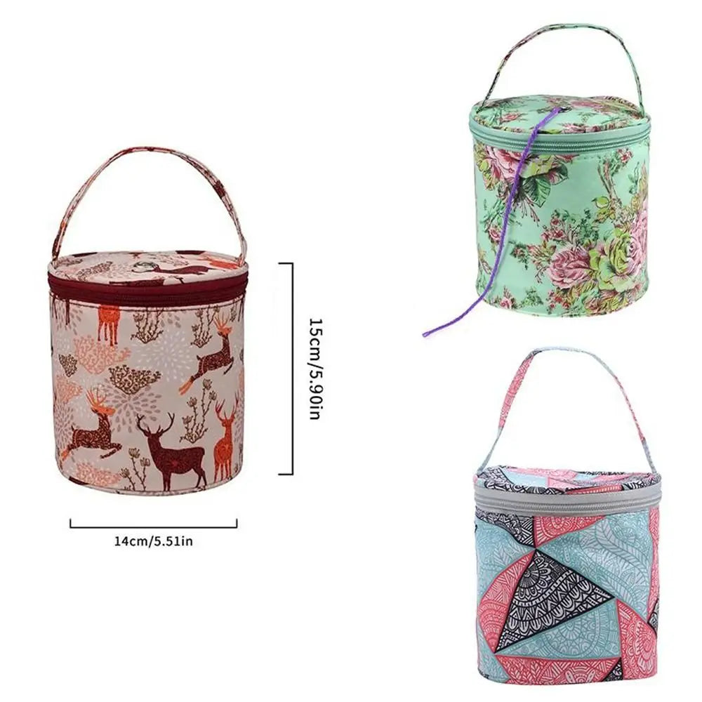 Borsa portaoggetti per filati Borse rotonde per filati di lana per maglieria Organizzatore Aghi per cucire all'uncinetto Borsa Strumenti per tessitura Accessori Ciotola Artigianato Tote