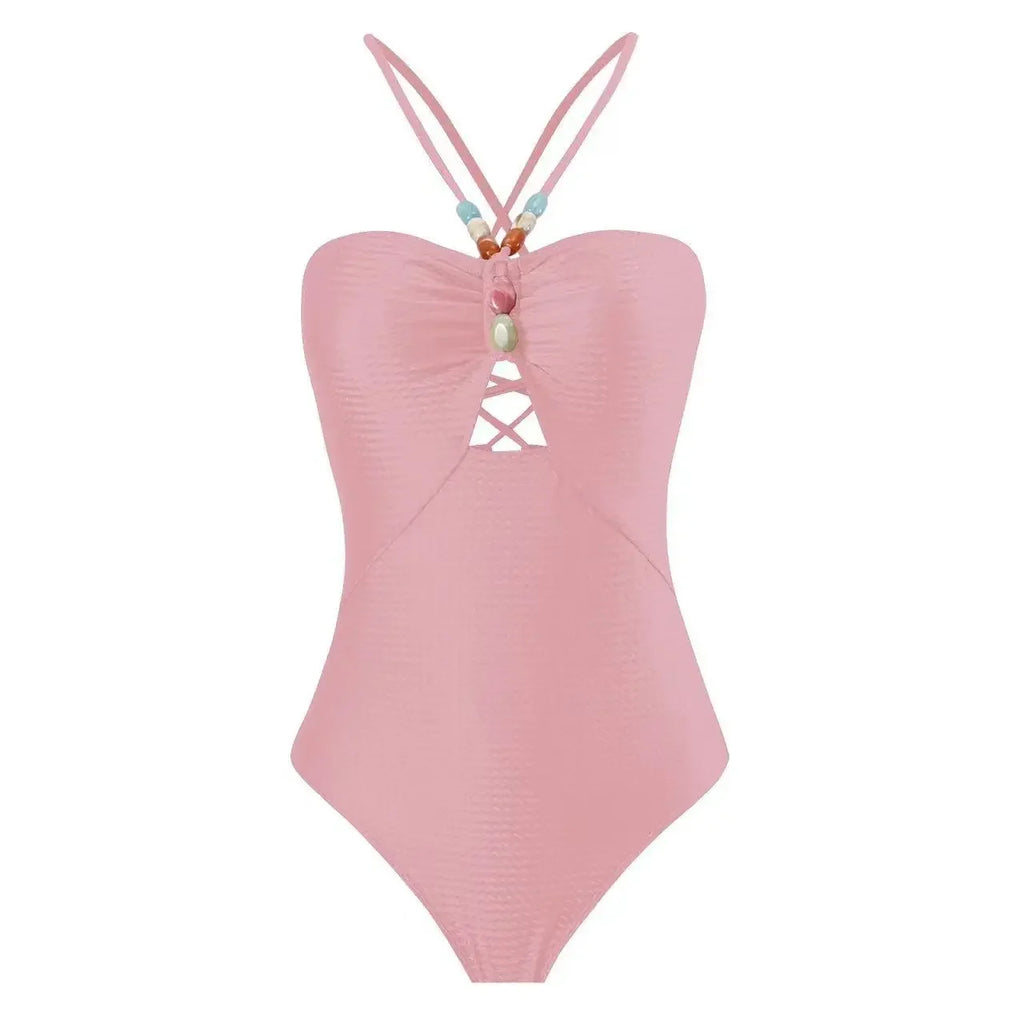 Printed One-Piece Bikini Set Women's Beachwear Tummy Covering Slimming Southeast Asian Sun Protection Style