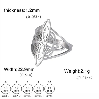 Skyrim Stregoneria Anello con nodo da strega Anelli da dito in acciaio inossidabile Wicca Triquetra Celtics Nodo Amuleto Protezione Gioielli Donna Uomo
