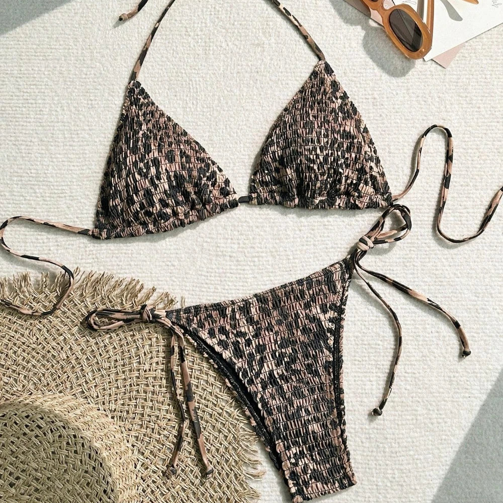 Maillot de bain imprimé bikini sexy femme, style été, col suspendu, mode haut de gamme, sport, plage, princesse, baignade