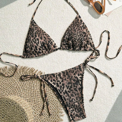 Maillot de bain imprimé bikini sexy femme, style été, col suspendu, mode haut de gamme, sport, plage, princesse, baignade