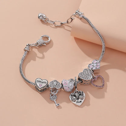 1PC Moda Donna Multi Elemento In Rilievo Love Pan Famiglia Bracciale Accessori di Gioielli Spogliatoio Quotidiano Festa Regalo di Festa -005