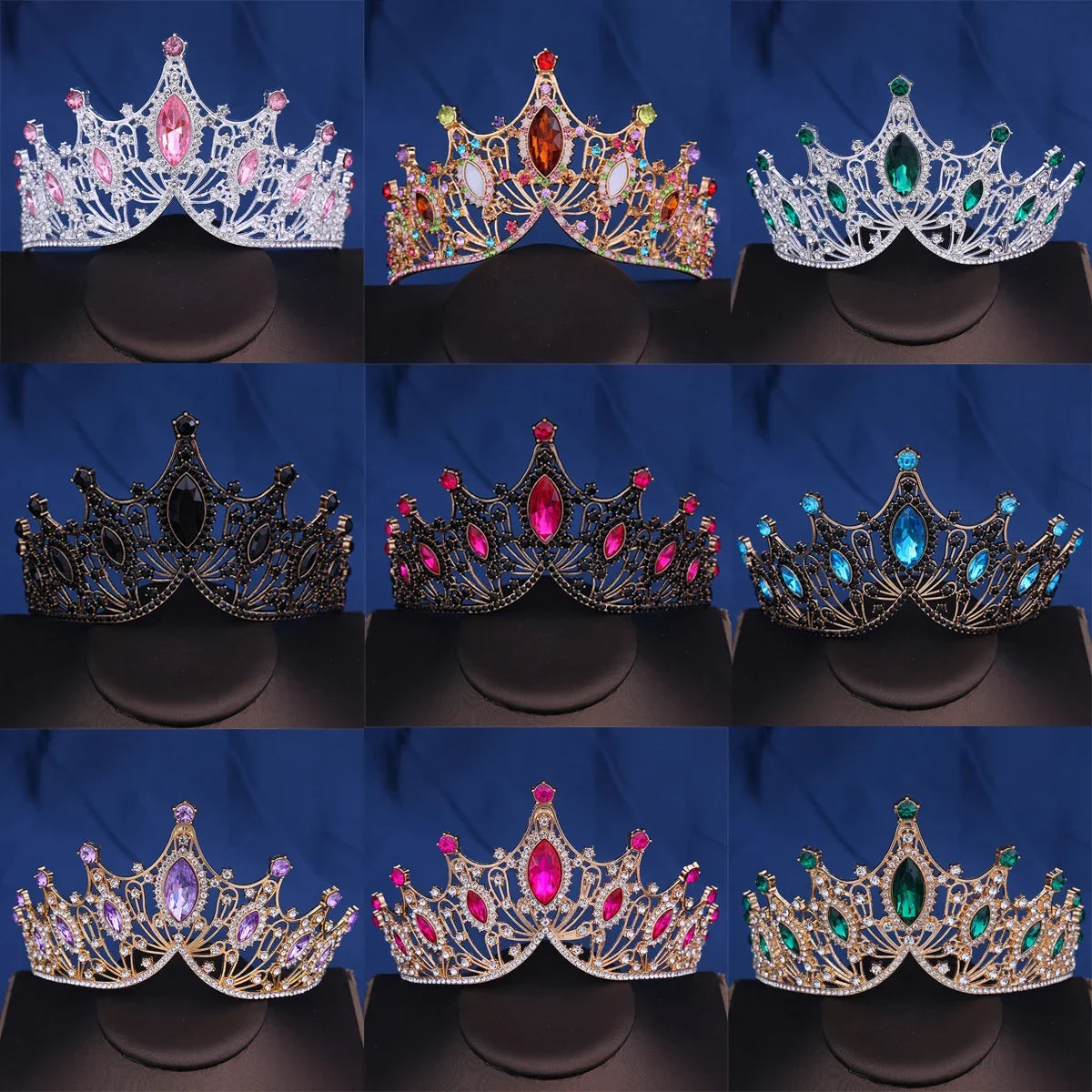 Corona da sposa Barocca Vintage Principessa Regina Copricapo Tiara di cristallo per le donne Corona da sposa Accessori per capelli Gioielli