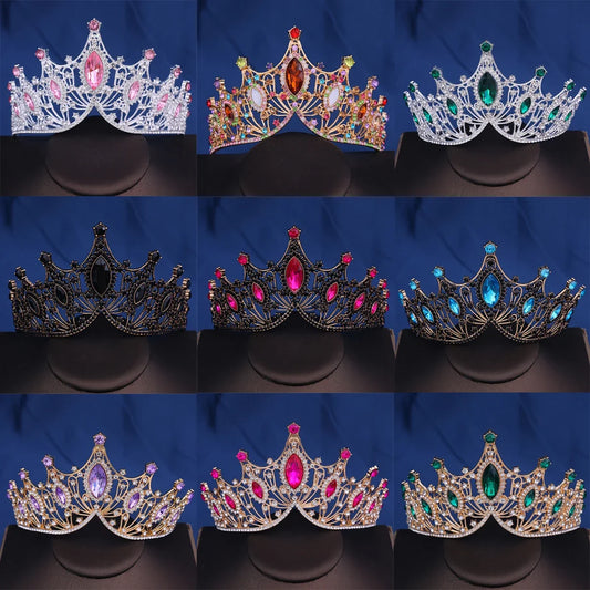 Corona da sposa Barocca Vintage Principessa Regina Copricapo Tiara di cristallo per le donne Corona da sposa Accessori per capelli Gioielli