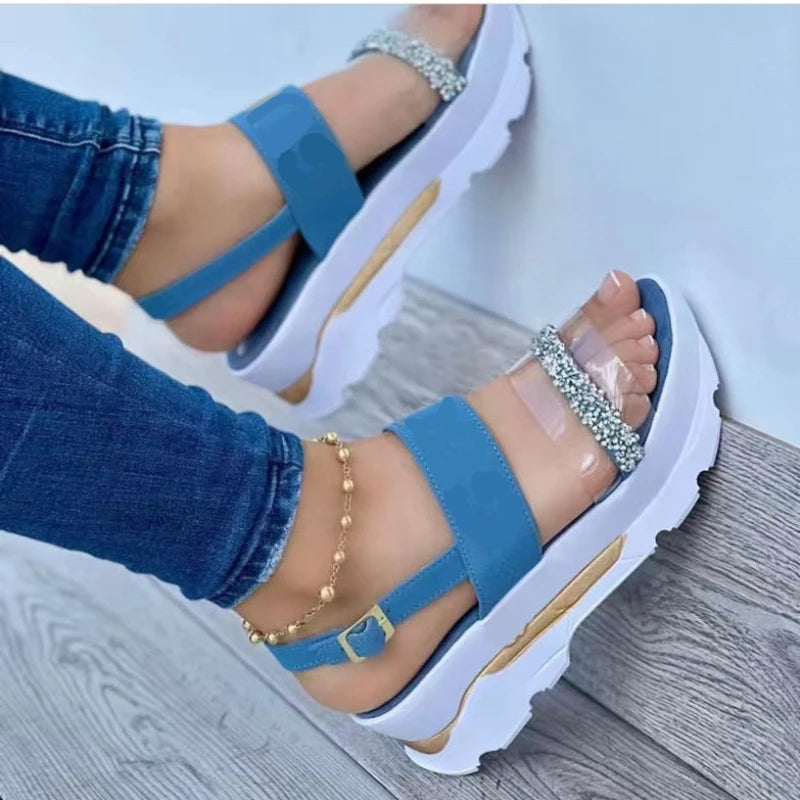 2025 Sandali estivi per le donne Sandali con plateau moda Zeppa Scarpe casual Sandali con tacco leggero Mujer Infradito Zapatos