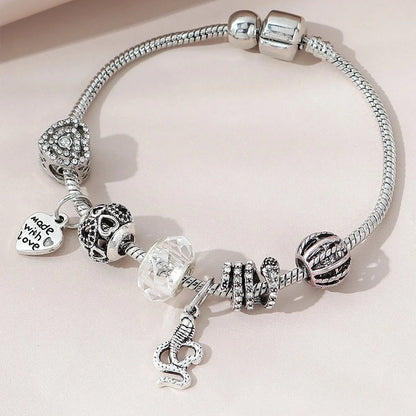 1PC Moda Donna Multi Elemento In Rilievo Love Pan Famiglia Bracciale Accessori di Gioielli Spogliatoio Quotidiano Festa Regalo di Festa -005