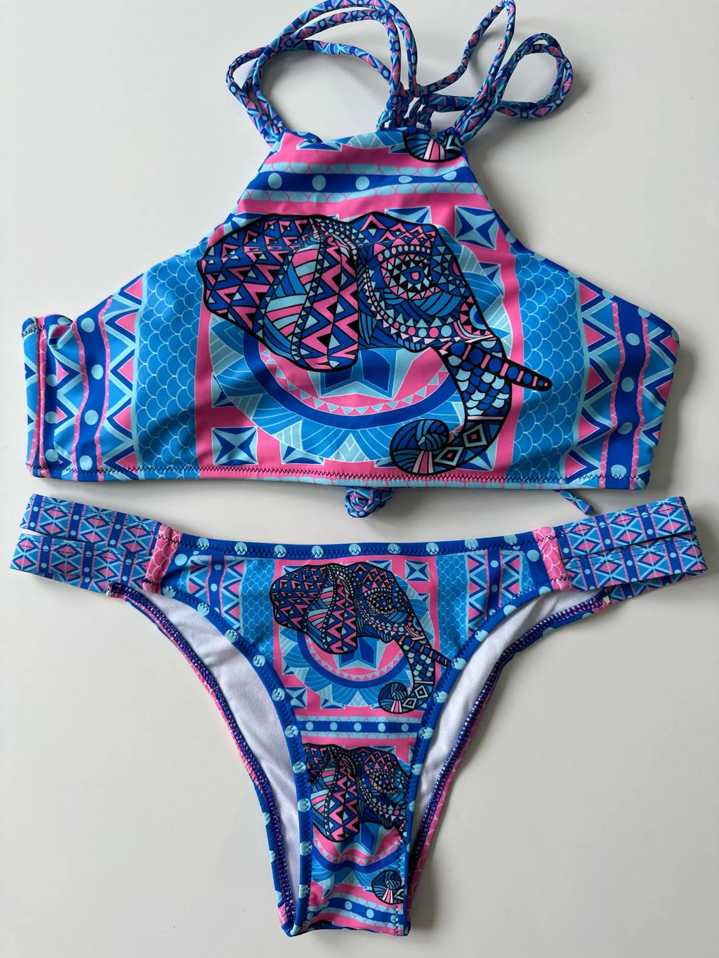 Melphieer Collo alto Canotta Crop Top Bikini Crochet Bikini Set Costumi da bagno Donna Costume da bagno Donna Beachwear 2025 Monokini Costume da bagno