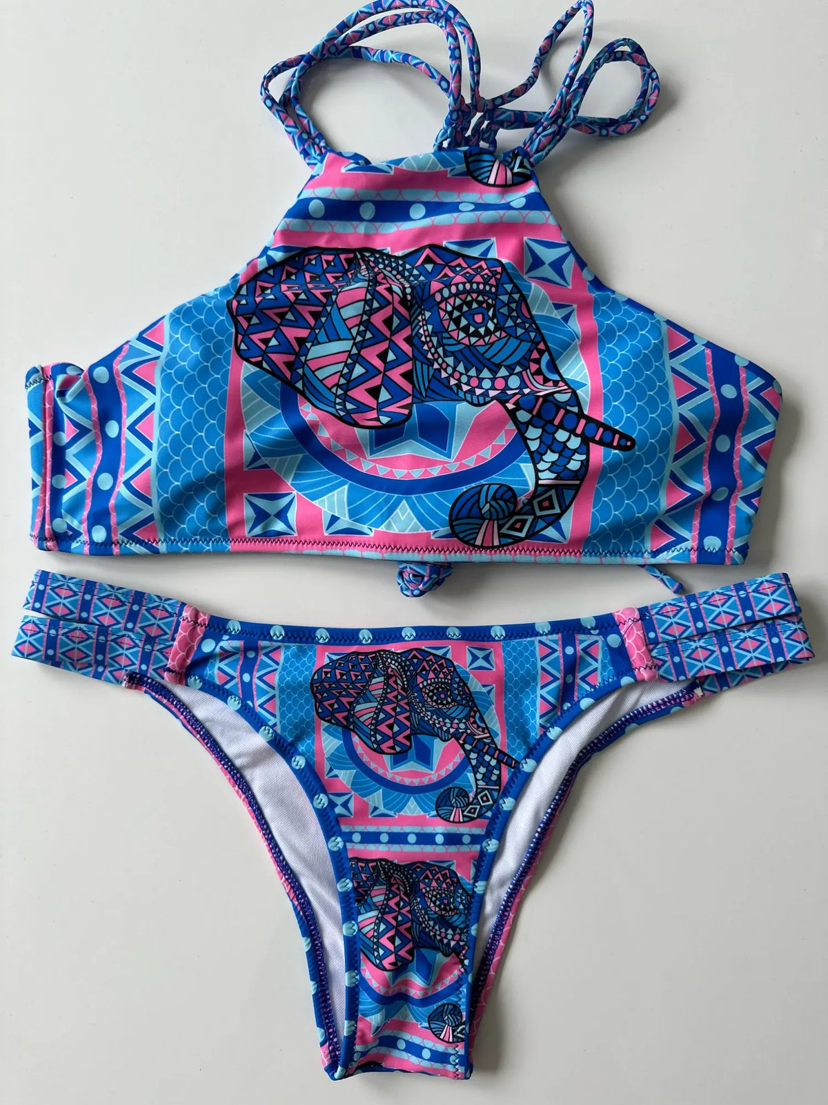 Melphieer Col roulé Débardeur Court Bikini Crochet Bikini Ensemble Maillots de Bain Femme Maillot de Bain Femme Tenue de Plage 2025 Monokini Maillot de Bain