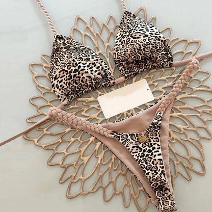 Nouveau bikini femme à imprimé fendu Maillot de bain mode G-string Vacances à la plage