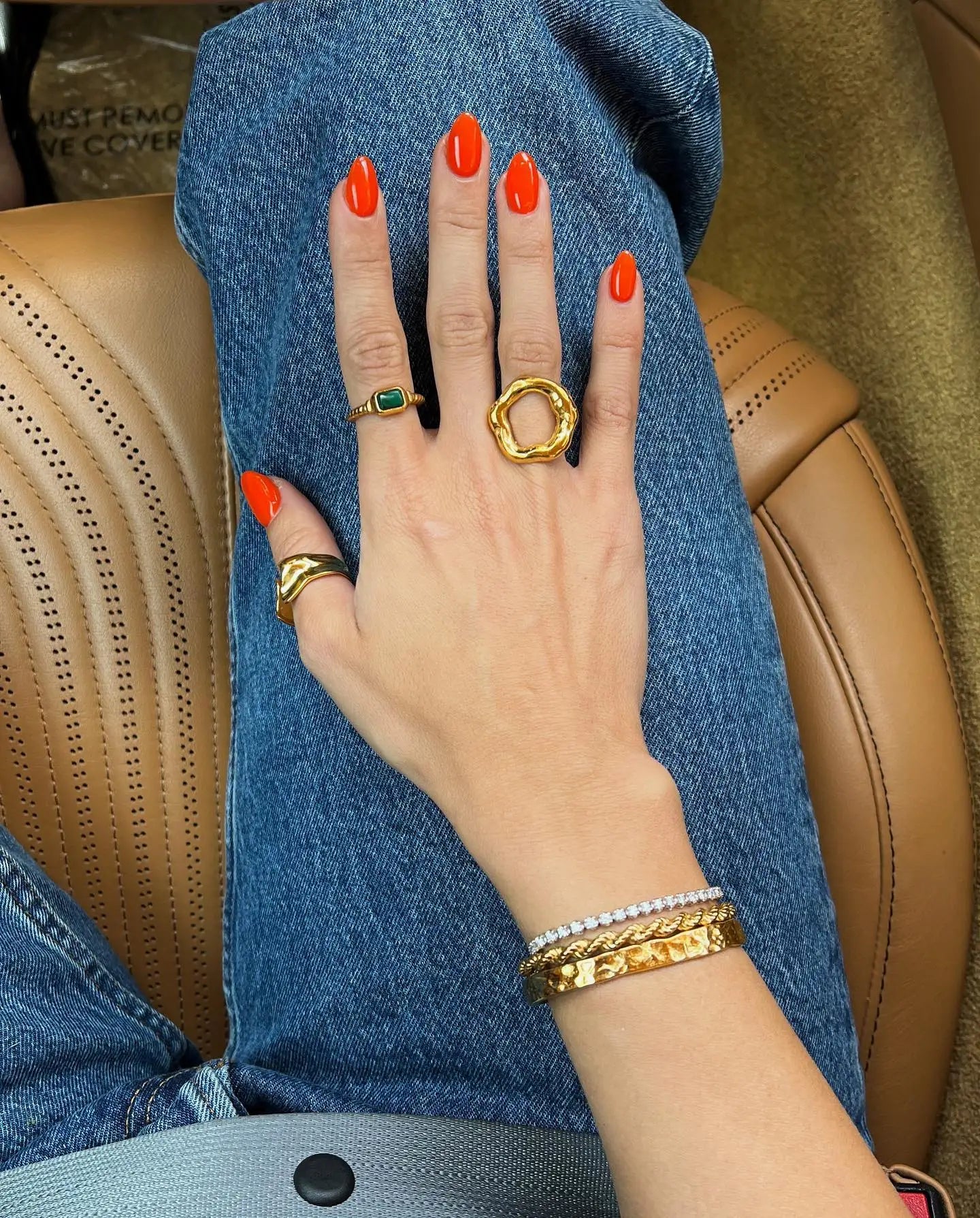 Uworld Anello geometrico largo in acciaio inossidabile di alta qualità Colore oro 18 carati Impermeabile Moda minimalista Dichiarazione Gioielli con fascino Wome