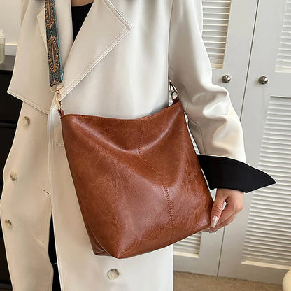 Borsa a tracolla larga con tracolla geometrica Borse a tracolla di grande capacità per donna, borsa da donna retrò in pelle PU per lo shopping e i viaggi