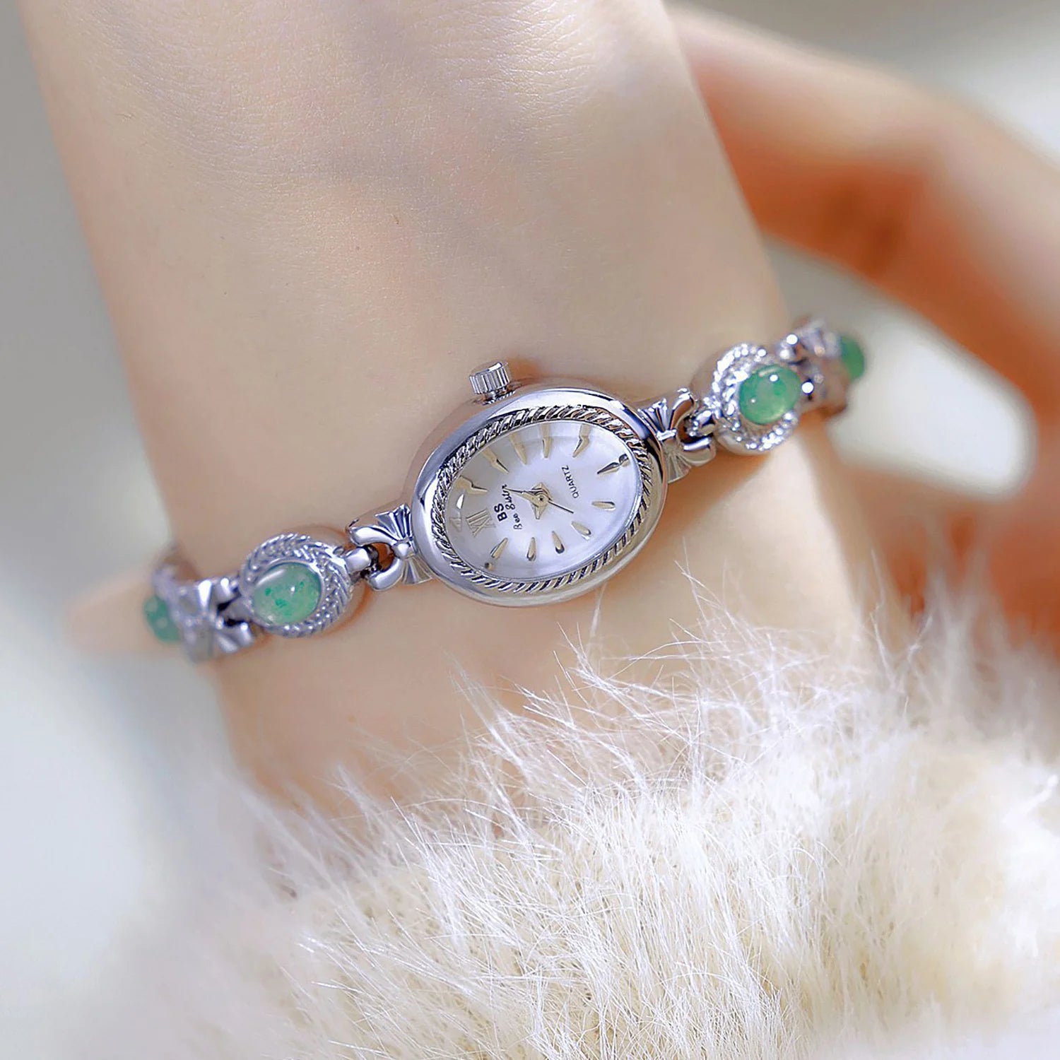 Orologio da donna elegante Bracciale in giada Orologio piccolo Orologio al quarzo di moda di marca originale Orologio da polso dorato di lusso Regali per le donne