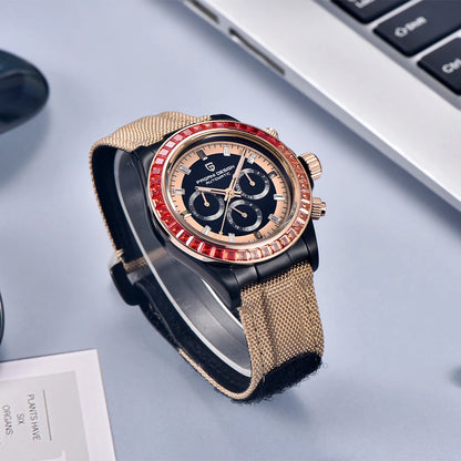 PAGANI DESIGN Orologio meccanico da uomo di lusso 40mm Orologio con cronometraggio multifunzionale Lunetta arcobaleno Vetro zaffiro Orologi da uomo PD1732