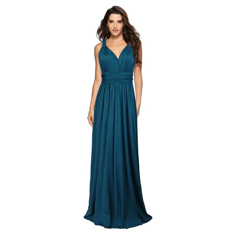 Abito formale da donna elegante da sera lungo con scollo a V profondo abito convertibile multistrato maxi abiti greci abito da festa di nozze