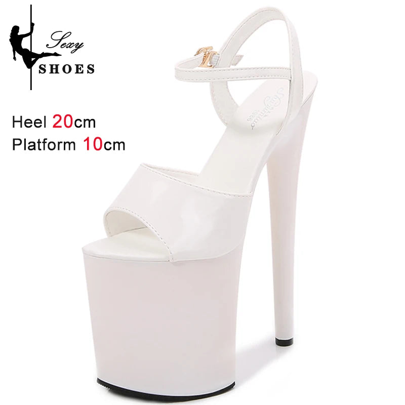 Women Sexy Show Sandals 20 CM High Heels Sexy Platform Color Sandals Girls 8Inch Super High Heels Shoe for Party Club Stripper