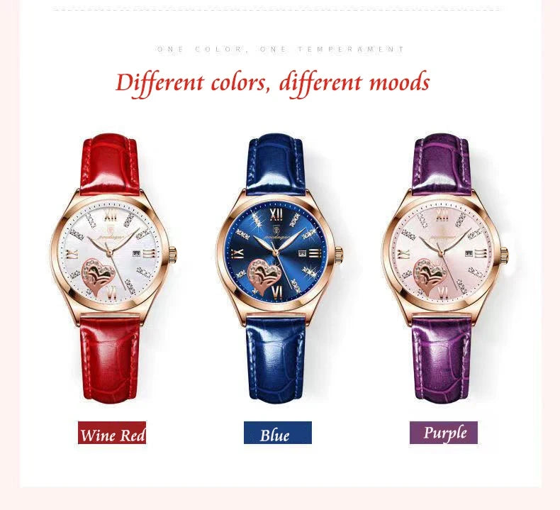 POEDAGAR Orologi casual di lusso per donna Orologio da donna in pelle con calendario impermeabile Orologio da polso al quarzo da donna di moda di alta qualità