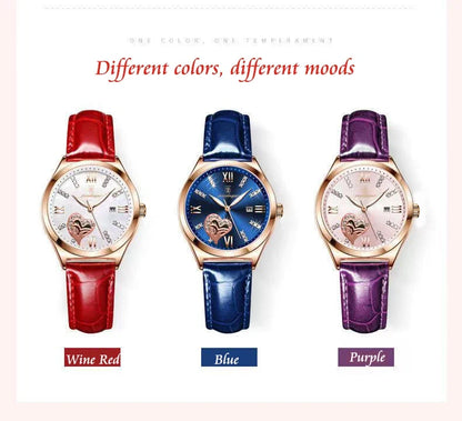 POEDAGAR Orologi casual di lusso per donna Orologio da donna in pelle con calendario impermeabile Orologio da polso al quarzo da donna di moda di alta qualità