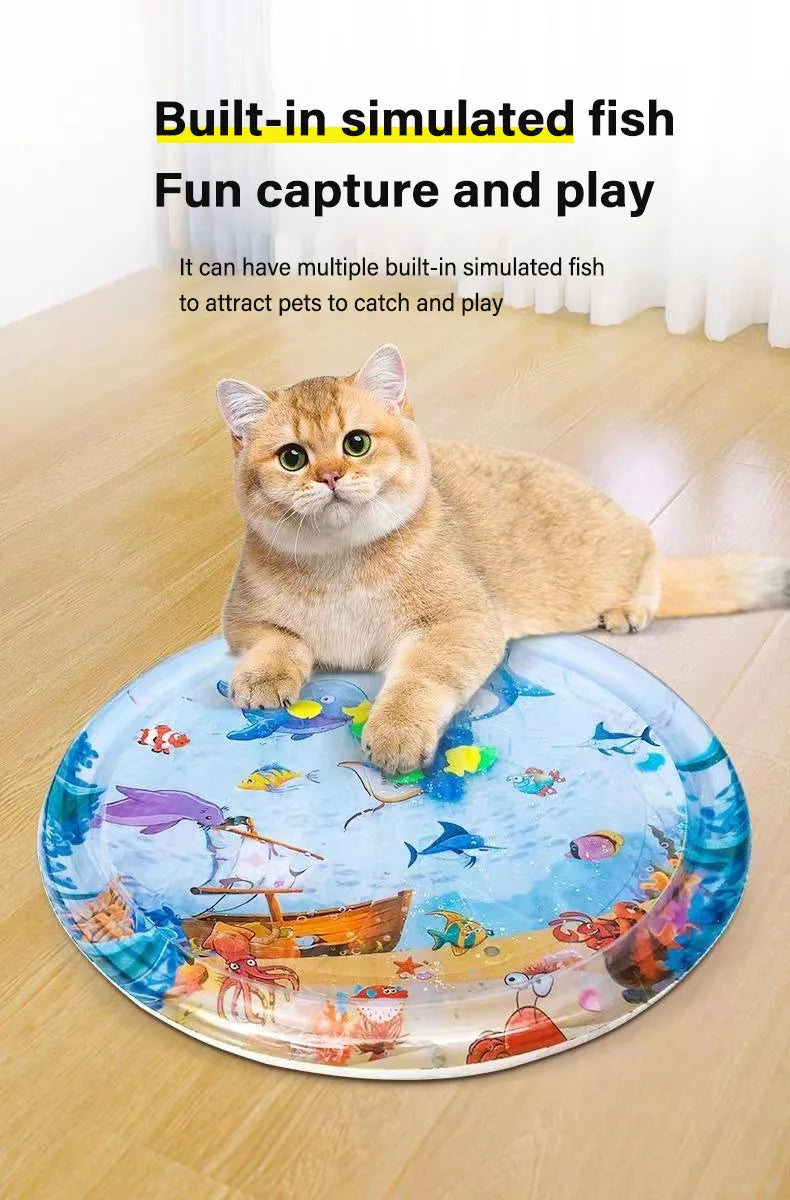 Tappetino per acqua sensoriale mare oceano Tappetino per acqua gonfiabile addensato per forniture per animali domestici per gatti Tappetino rinfrescante per pulizia Accessori estivi per animali domestici per gatti