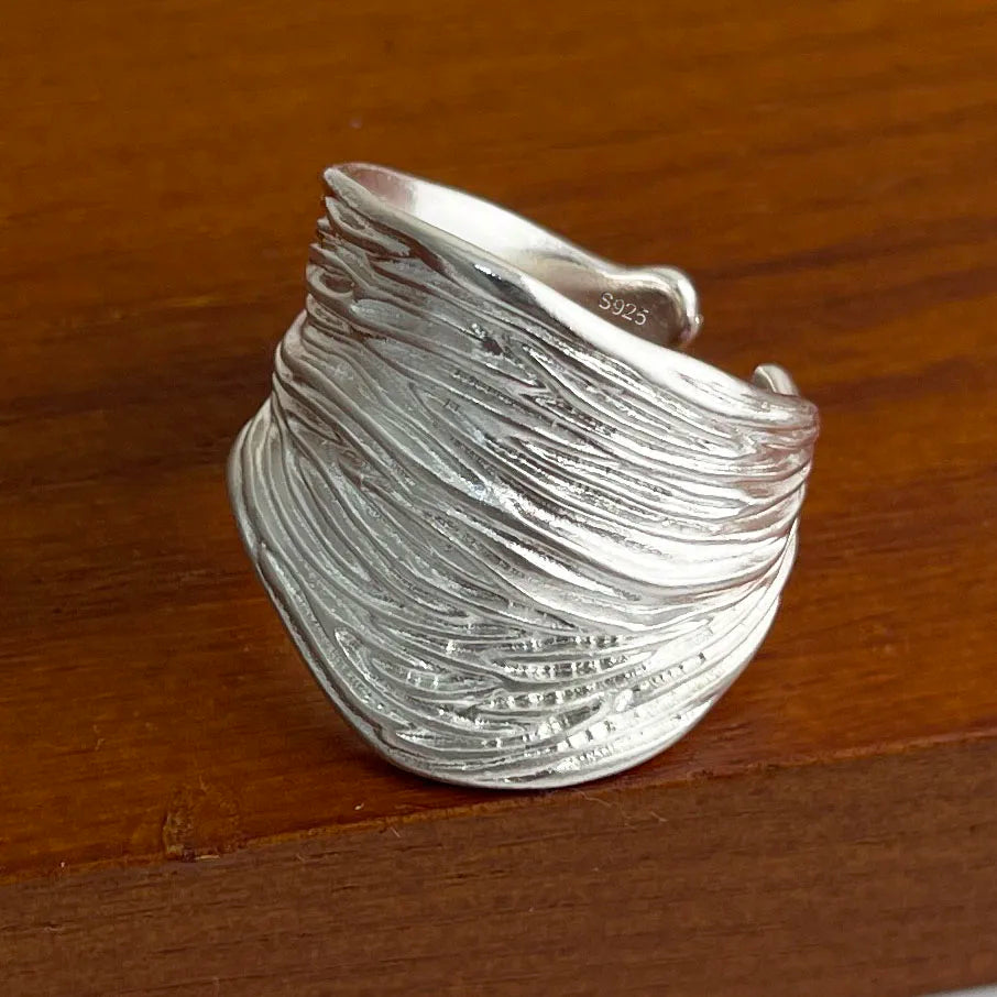 Anelli in argento sterling 925 per le donne Gioielleria raffinata geometrica Anello ampio scintillante regolabile per il regalo di compleanno della festa