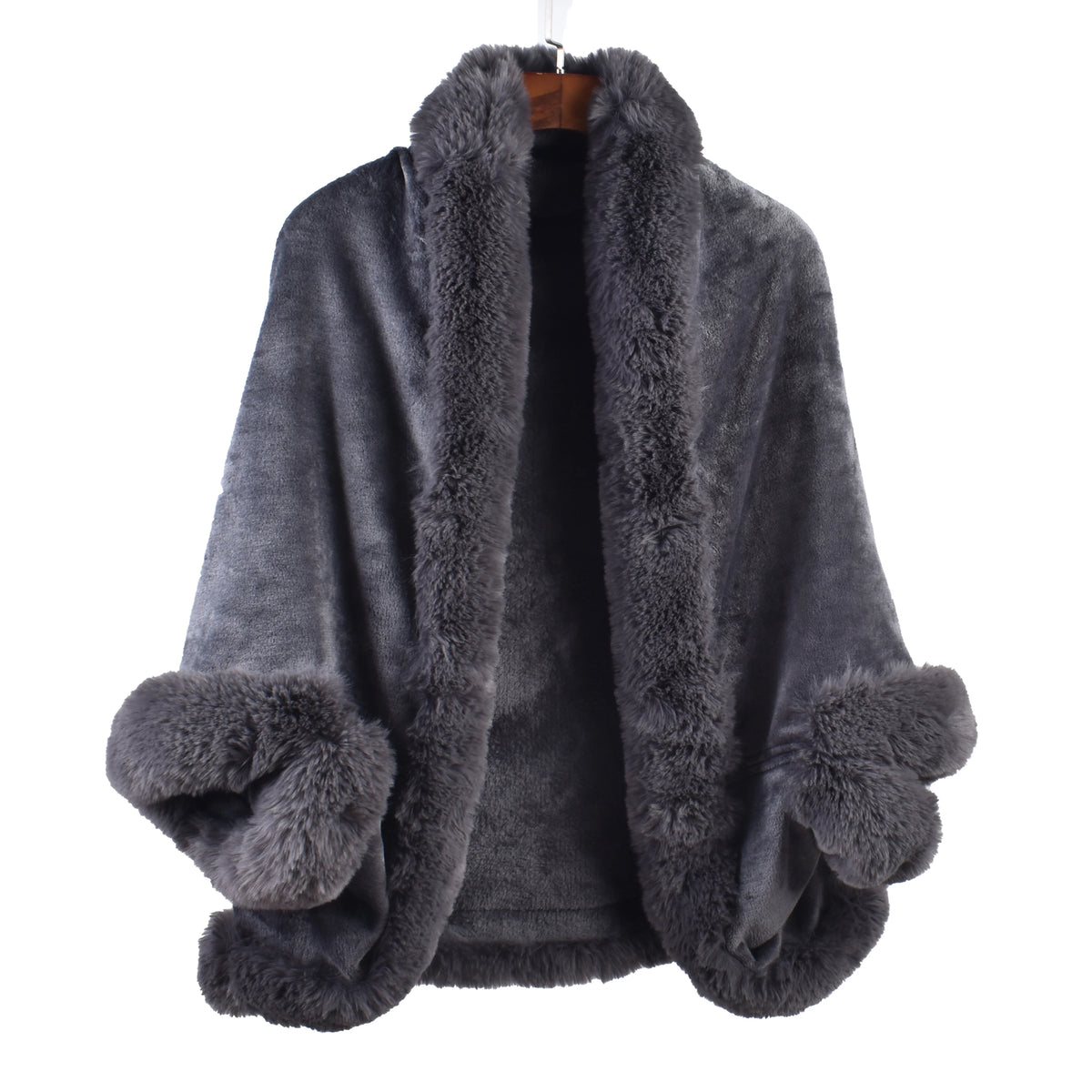 Cardigan da donna in peluche con maniche a pipistrello larghe e maniche a pipistrello in peluche con maniche calde di nuova moda invernale