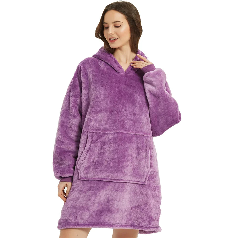 Coperte indossabili invernali Coperta morbida e calda Felpa con cappuccio Donna Uomo Pullover Coperte TV giganti oversize in pile