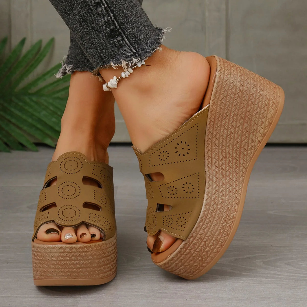 Sandales d'été décontractées pour femmes Sandales compensées à plateforme antidérapantes pour l'extérieur Sandales antidérapantes confortables pour femmes Chaussures de créateur Zapatos De Mujer