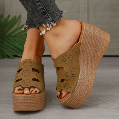 Sandales d'été décontractées pour femmes Sandales compensées à plateforme antidérapantes pour l'extérieur Sandales antidérapantes confortables pour femmes Chaussures de créateur Zapatos De Mujer
