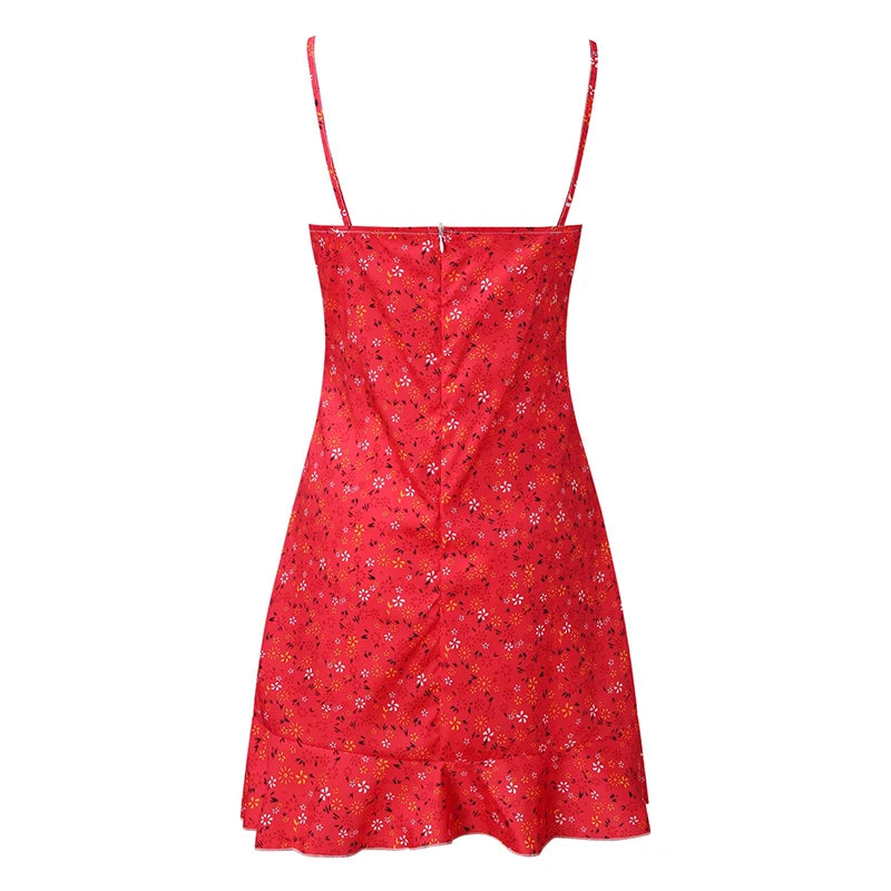 Gonna comoda estiva da donna, sexy, casual, per la casa, con piccola canotta floreale