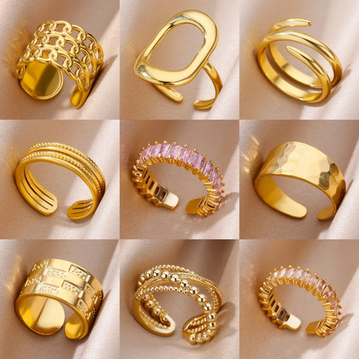 Anelli in acciaio inossidabile 316L per le donne Colore oro Non sbiadisce mai Anelli classici di lusso Anelli per coppie di nozze Gioielli Spedizione gratuita