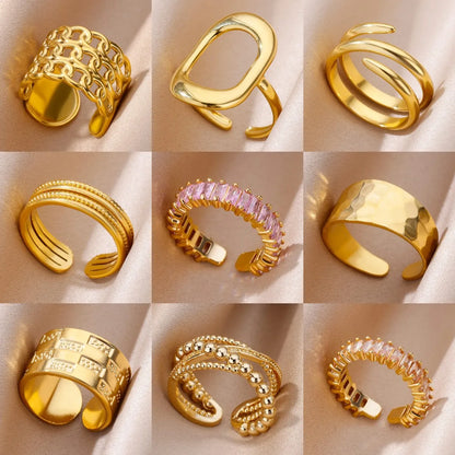 Anelli in acciaio inossidabile 316L per le donne Colore oro Non sbiadisce mai Anelli classici di lusso Anelli per coppie di nozze Gioielli Spedizione gratuita