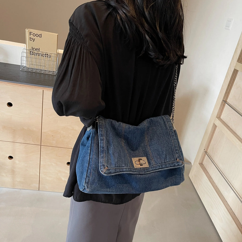 Borsa in denim da donna 2025 Borse a tracolla casual di nuova moda Borsa tote di grande capacità Borse a tracolla per pendolari di classe per donna bolsa sac