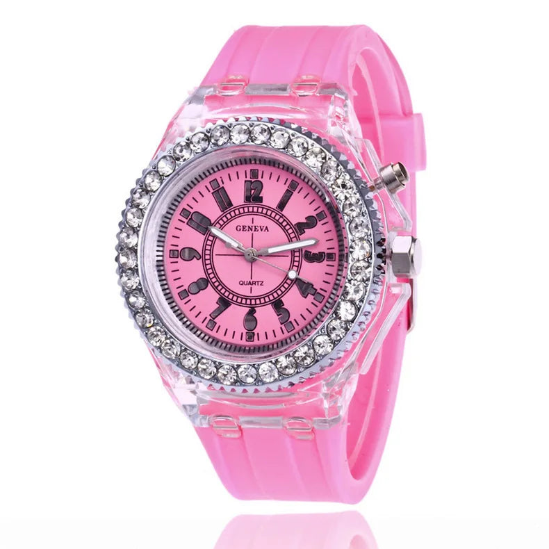 led Flash Orologio luminoso Tendenze della personalità studenti amanti gelatine donna orologi da uomo 7 colori luce Orologio da polso bayan kol saati