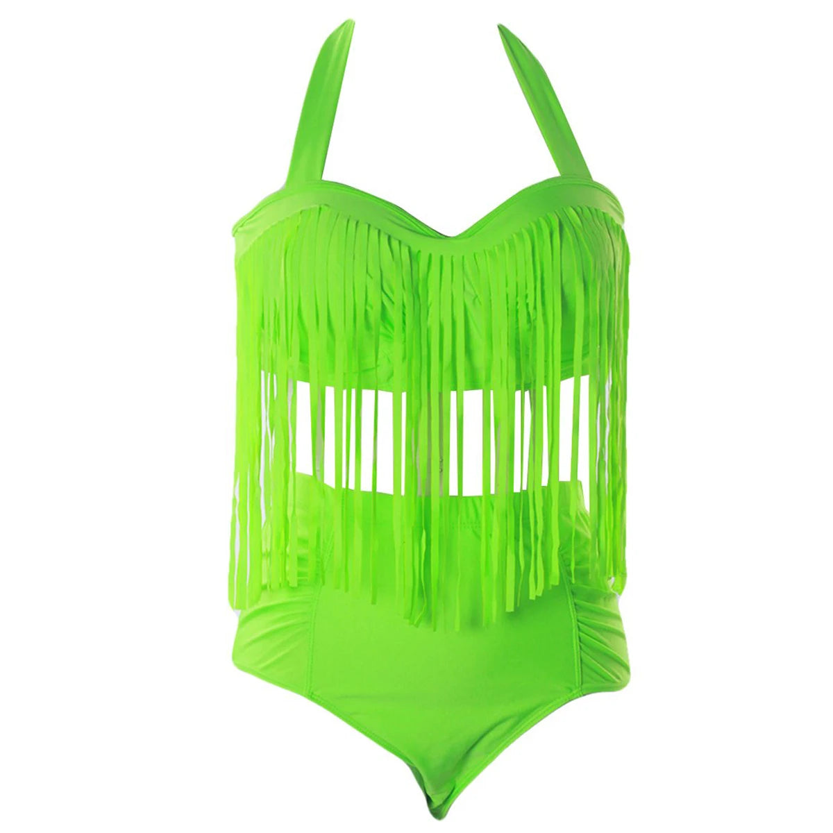 Quasten Bikini Badeanzug 2-teilig Bademode Sommer Strandmode Sexy Damen Einfarbiger Badeanzug Plus Size Badeanzüge