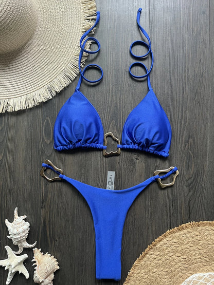 Sexy Neckholder Micro Bikini 2026 Damen Badeanzug Solid Bademode Tanga Bikini Set Brasilianische Strandbekleidung Badeanzug Biquini weiblich