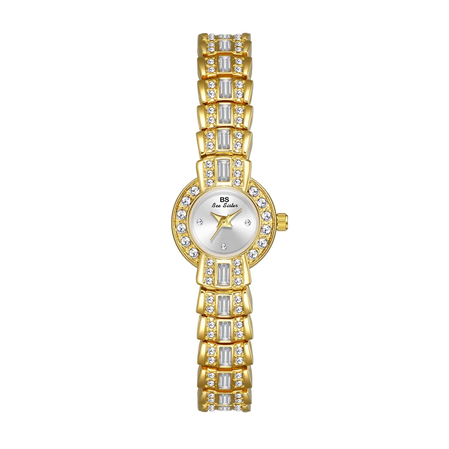 BS orologi da donna 2025 orologio da polso da donna elegante di lusso orologio da polso al quarzo con strass in argento dorato orologio da donna Vintage piccolo