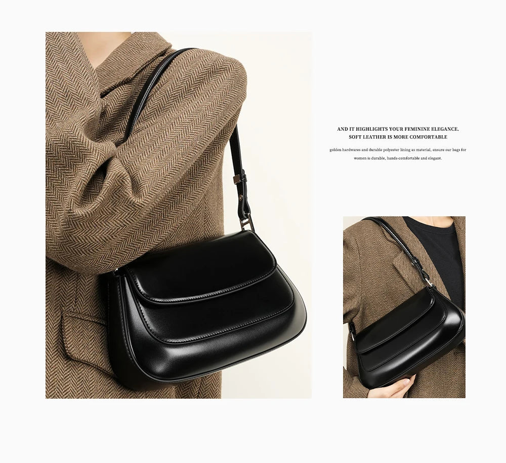 Borse di lusso Zency per donna, in vera pelle, stile francese, borsa a tracolla estiva da donna, borsa a spalla, borsa a tracolla sottobraccio.