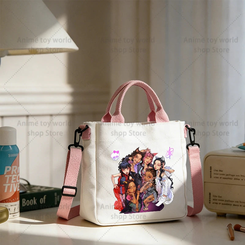KATSEYE Borse di tela da donna Borsa a tracolla per ragazze Borse tote moda Ragazza Borsa tote per cartoni animati Borsa di grande capacità Borse per la spesa Regalo