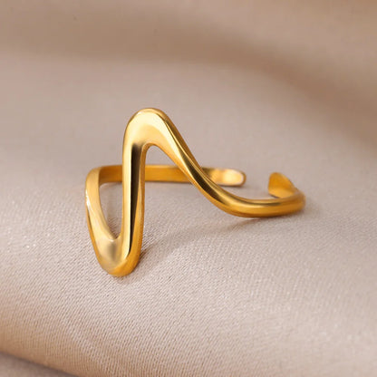 Anelli in acciaio inossidabile per donna Anello aperto impermeabile color oro Anello per coppia di nozze Regali di gioielli Articoli di spedizione gratuiti Anelli